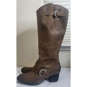 Born BOC Kameron Brown Coffee Leather Boots Womens Sz 8.5 Riding Knee High Tall